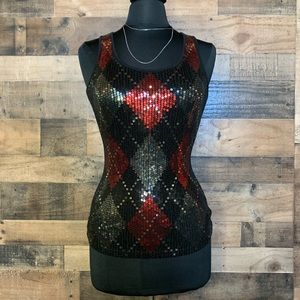 Sequin Tank Top from Express - Size M - Red & Blk